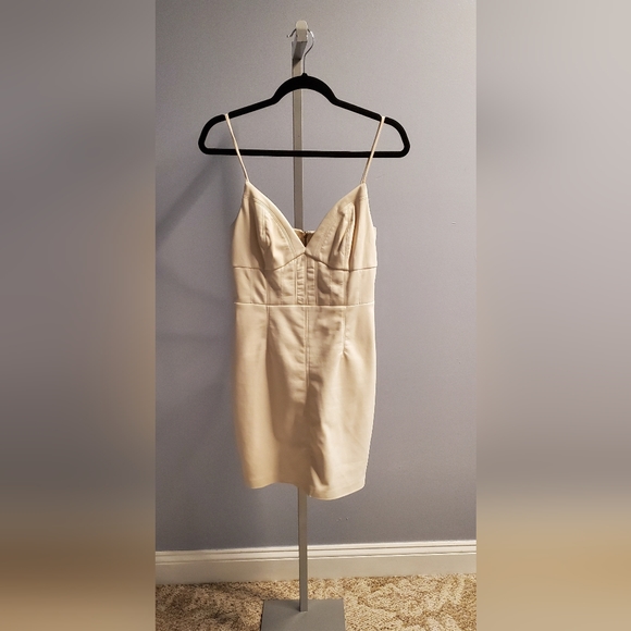 Cream leather Spaghetti straps dress - Picture 1 of 2